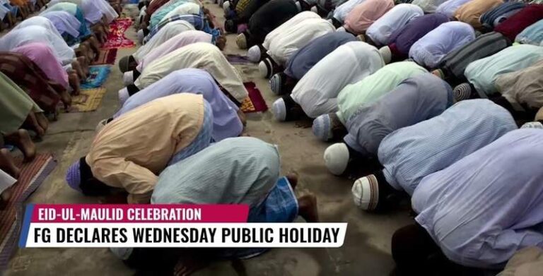 FG Declares Monday Public Holiday for Eid-ul-Mawlid Celebration